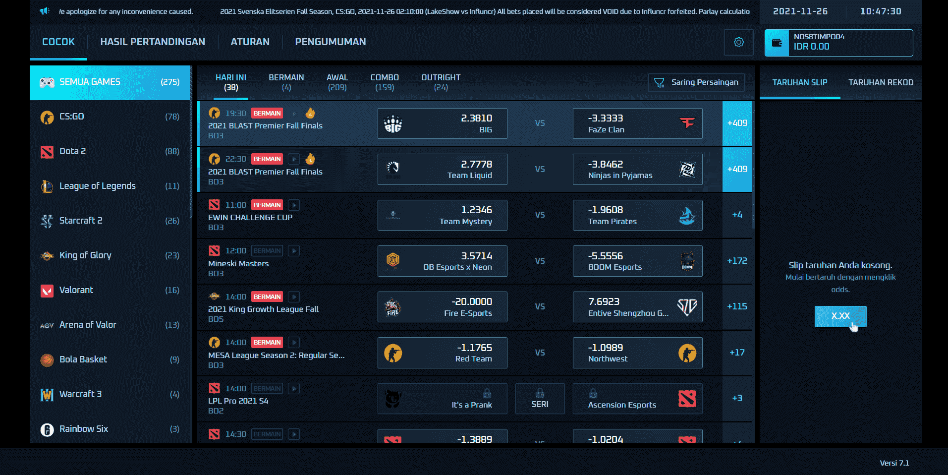 TARUHAN ESPORTS TERBAIK INDONESIA